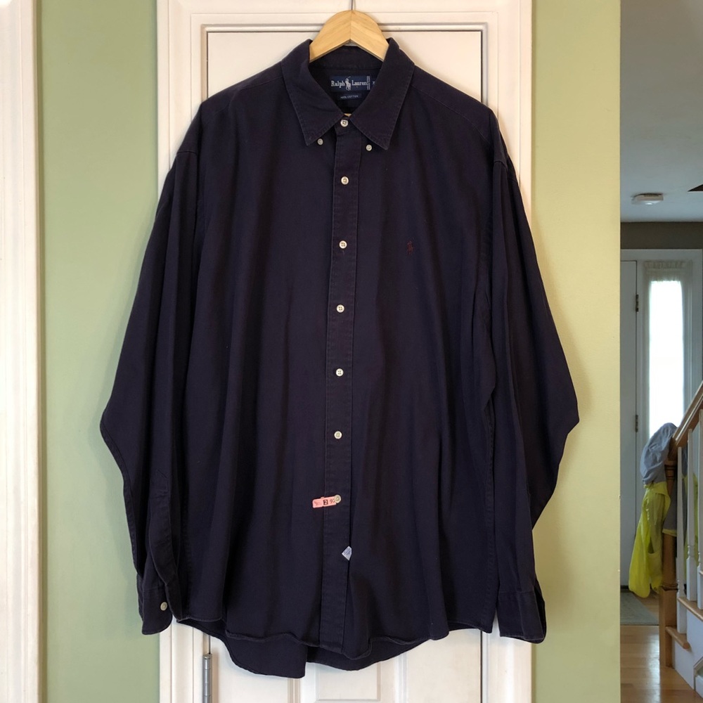 Ralph Lauren XXL Navy Blue Button Down Dress Shirt
